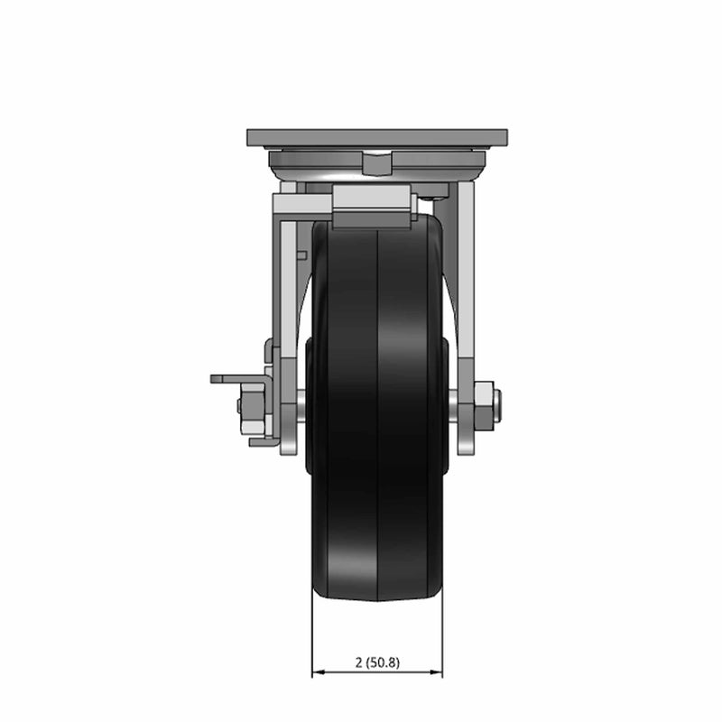 6 inch Heavy Duty Brake Caster, 2 inch wide Phenolic Wheel, USA Made