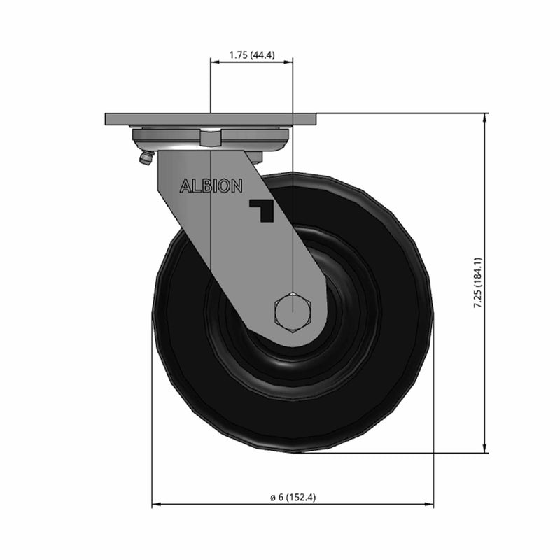 6 inch Heavy Duty Caster, 2 inch wide Phenolic Wheel, USA Made