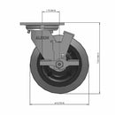 6 inch Heavy Duty Rubber Wheel Brake Caster with Precision Ball Bearings, USA Made