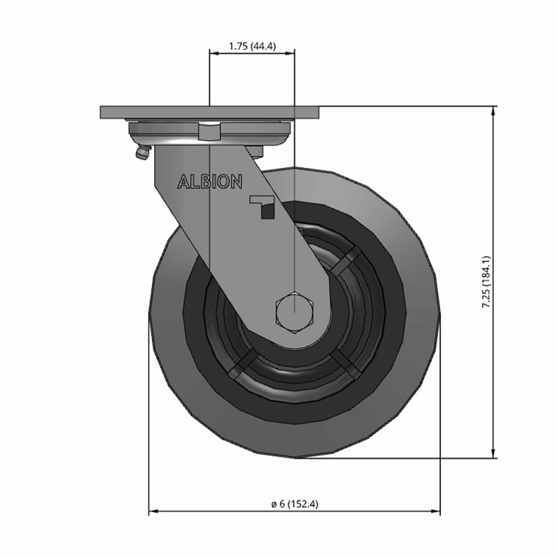 6 inch Heavy Duty Performance Rubber Wheel Caster with Precision Ball Bearings, USA Made