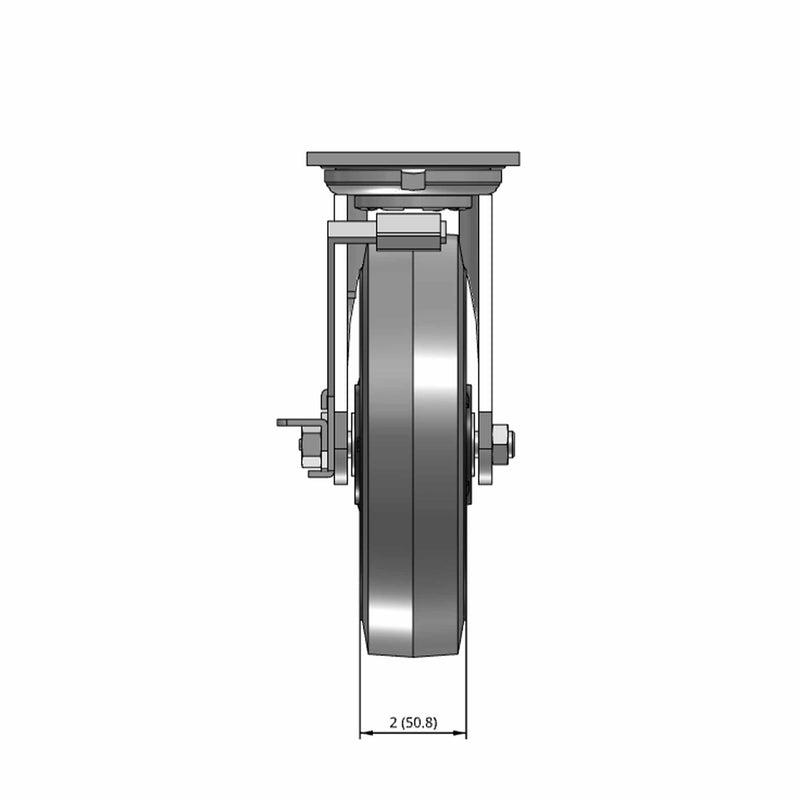 8 inch Heavy Duty Performance Rubber Brake Caster with Precision Ball Bearings, USA Made
