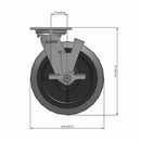 8 inch Heavy Duty Performance Rubber Brake Caster with Precision Ball Bearings, USA Made