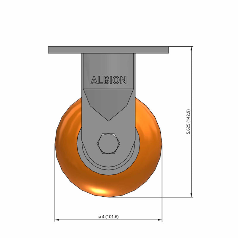 4"x2" Ergonomic Rigid Caster with MAX-Efficiency Orange Wheel