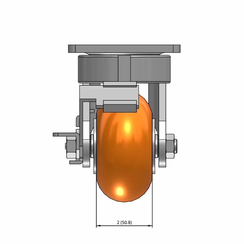 4"x2" Ergonomic Side Locking MAX-Efficiency Orange Wheel Caster