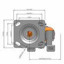 4"x2" Ergonomic Side Locking MAX-Efficiency Orange Wheel Caster