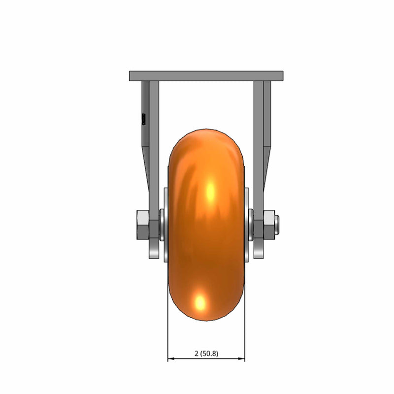 5"x2" Ergonomic Rigid Caster with MAX-Efficiency Orange Wheel