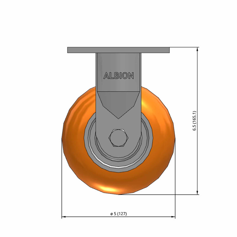 5"x2" Ergonomic Rigid Caster with MAX-Efficiency Orange Wheel