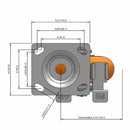 5"x2" Ergonomic Side Locking MAX-Efficiency Orange Wheel Caster
