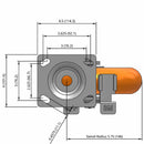 8"x2" Ergonomic Side Locking MAX-Efficiency Orange Wheel Caster
