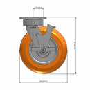 8"x2" Ergonomic Side Locking MAX-Efficiency Orange Wheel Caster