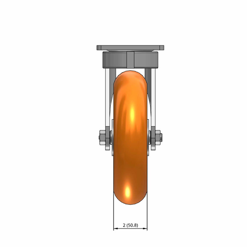 8"x2" Ergonomic Swivel Caster with MAX-Efficiency Orange Wheel