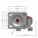 4"x2" Ergonomic Side Locking MAX-Efficiency Maroon Wheel Caster