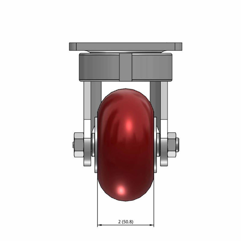 4"x2" Ergonomic Swivel Caster with MAX-Efficiency Maroon Wheel