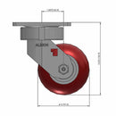 4"x2" Ergonomic Swivel Caster with MAX-Efficiency Maroon Wheel