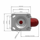 5"x2" Ergonomic Swivel Caster with MAX-Efficiency Maroon Wheel