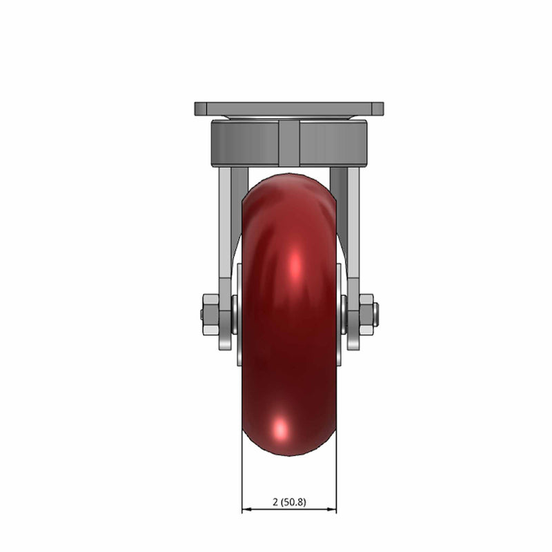 6"x2" Ergonomic Swivel Caster with MAX-Efficiency Maroon Wheel