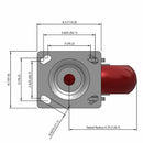 6"x2" Ergonomic Swivel Caster with MAX-Efficiency Maroon Wheel