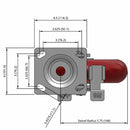8"x2" Ergonomic Side Locking MAX-Efficiency Maroon Wheel Caster