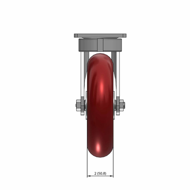 8"x2" Ergonomic Swivel Caster with MAX-Efficiency Maroon Wheel