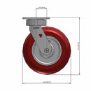 8"x2" Ergonomic Swivel Caster with MAX-Efficiency Maroon Wheel