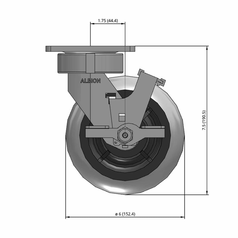 6"x2" Ergonomic Side Lock Performance-Rubber Donut Wheel Caster