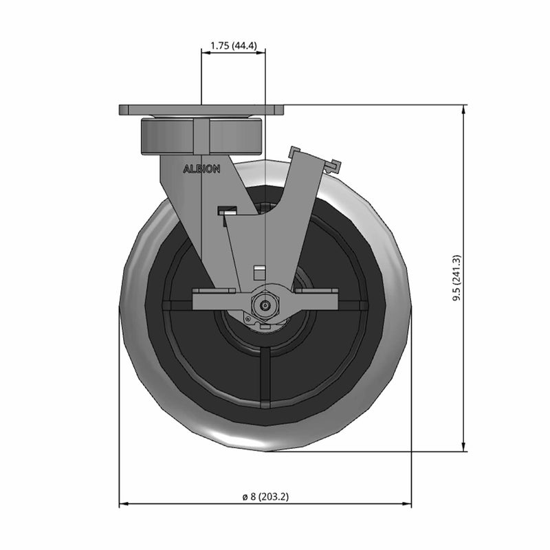 8"x2" Ergonomic Side Lock Performance-Rubber Donut Wheel Caster