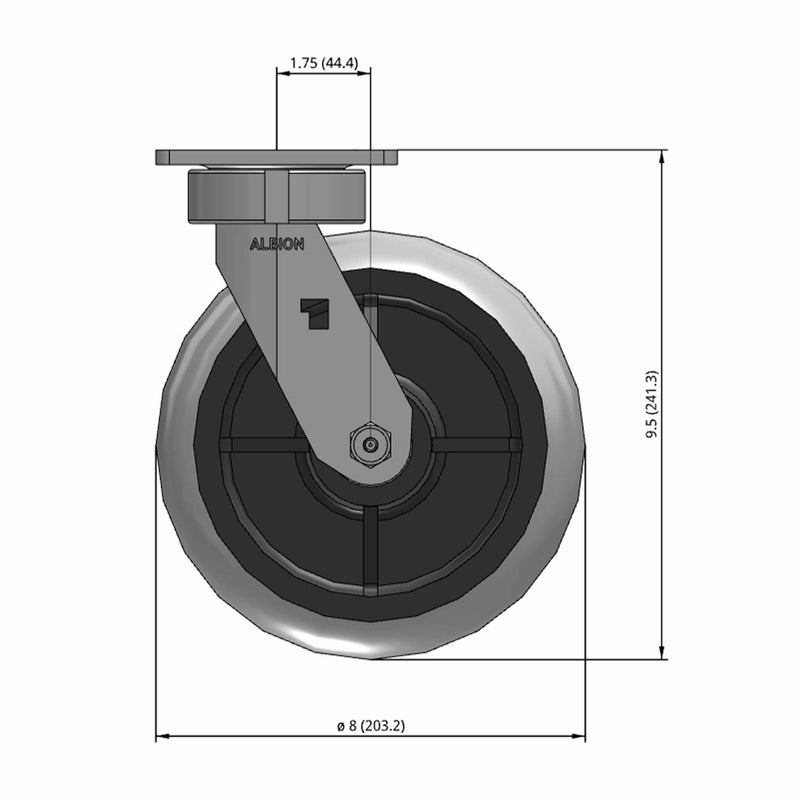 8"x2" Ergonomic Swivel Performance-Rubber Donut Wheel Caster