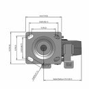 6"x2" Ergonomic Side Lock Flat Performance-Rubber Wheel Caster