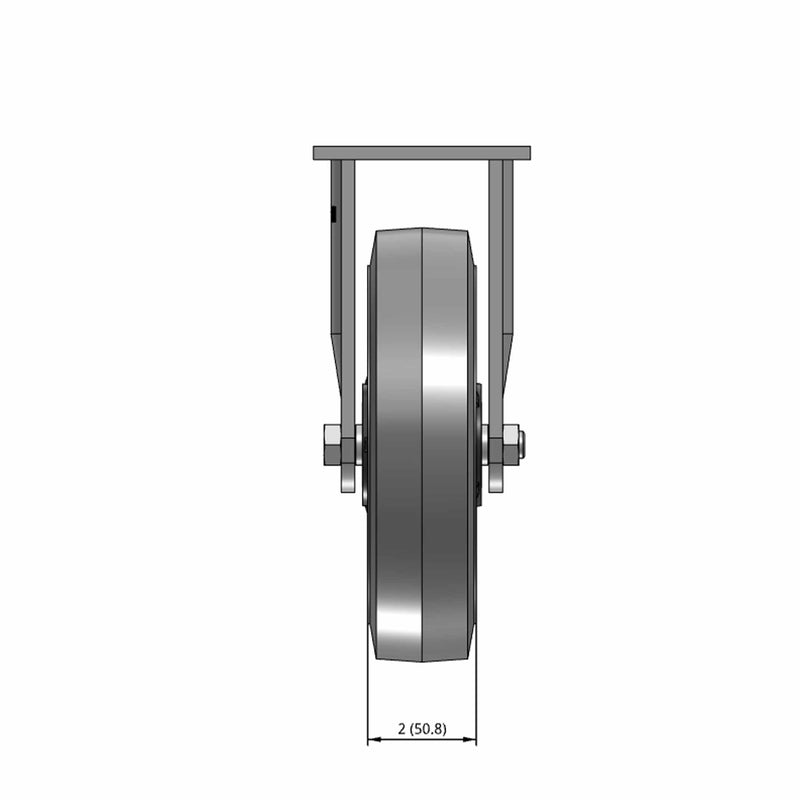 8"x2" Ergonomic Rigid Flat Performance-Rubber Wheel Caster