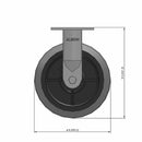 8"x2" Ergonomic Rigid Flat Performance-Rubber Wheel Caster