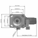 8"x2" Ergonomic Side Lock Flat Performance-Rubber Wheel Caster