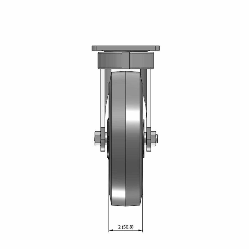 8"x2" Ergonomic Swivel Flat Performance-Rubber Wheel Caster
