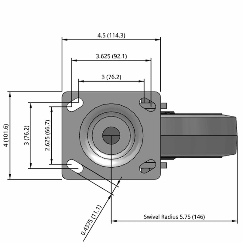 8"x2" Ergonomic Swivel Flat Performance-Rubber Wheel Caster