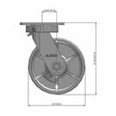8 inch by 3 inch Heavy Duty Metal Wheel Swivel Caster, USA Made Rig