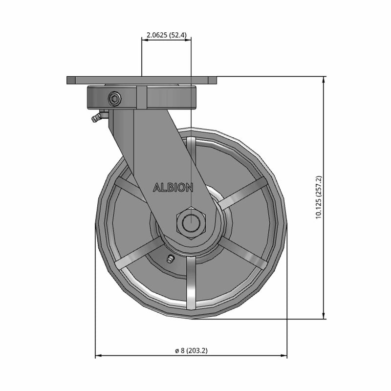 8 inch by 3 inch Heavy Duty Metal Wheel Swivel Caster, USA Made Rig