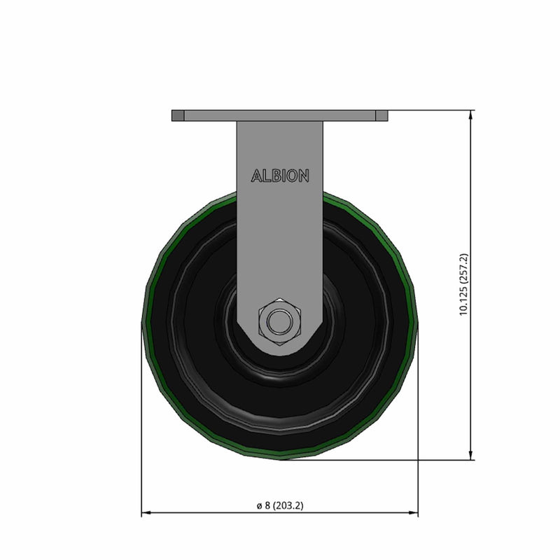 8 inch Polyurethane Heavy Duty Rigid Caster, 3 inch wide, USA Made