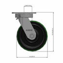 8 inch Polyurethane Heavy Duty Swivel Caster, 3 inch wide, USA Made