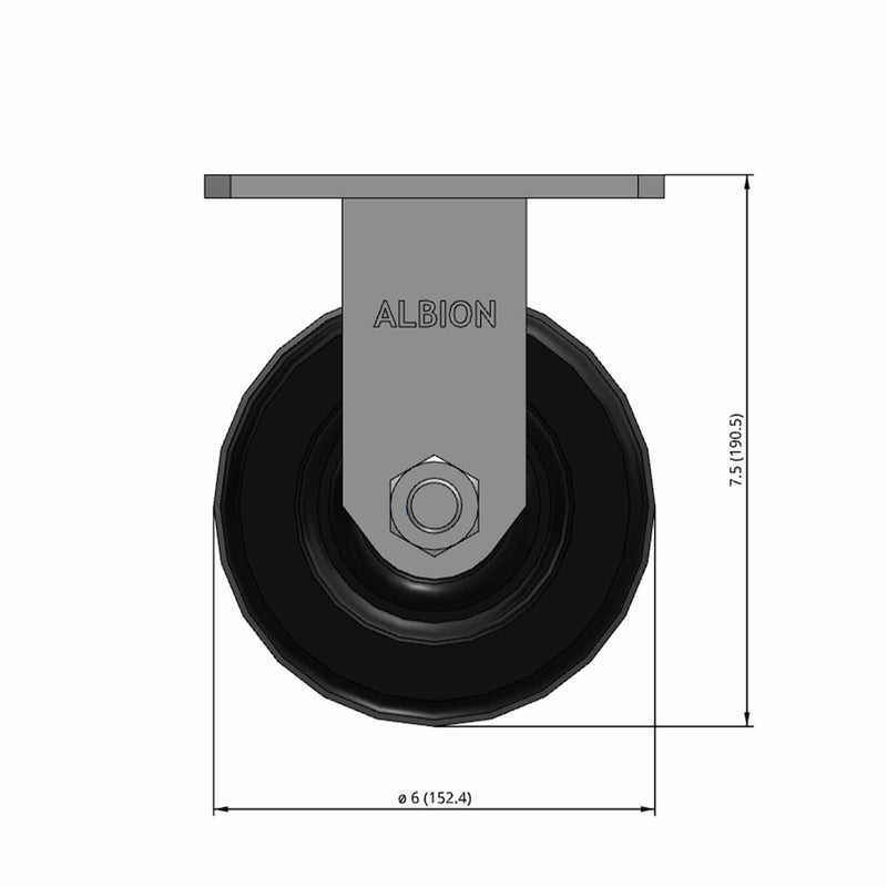 6 inch by 3 inch Heavy Duty Phenolic Wheel Rigid Caster, USA Made