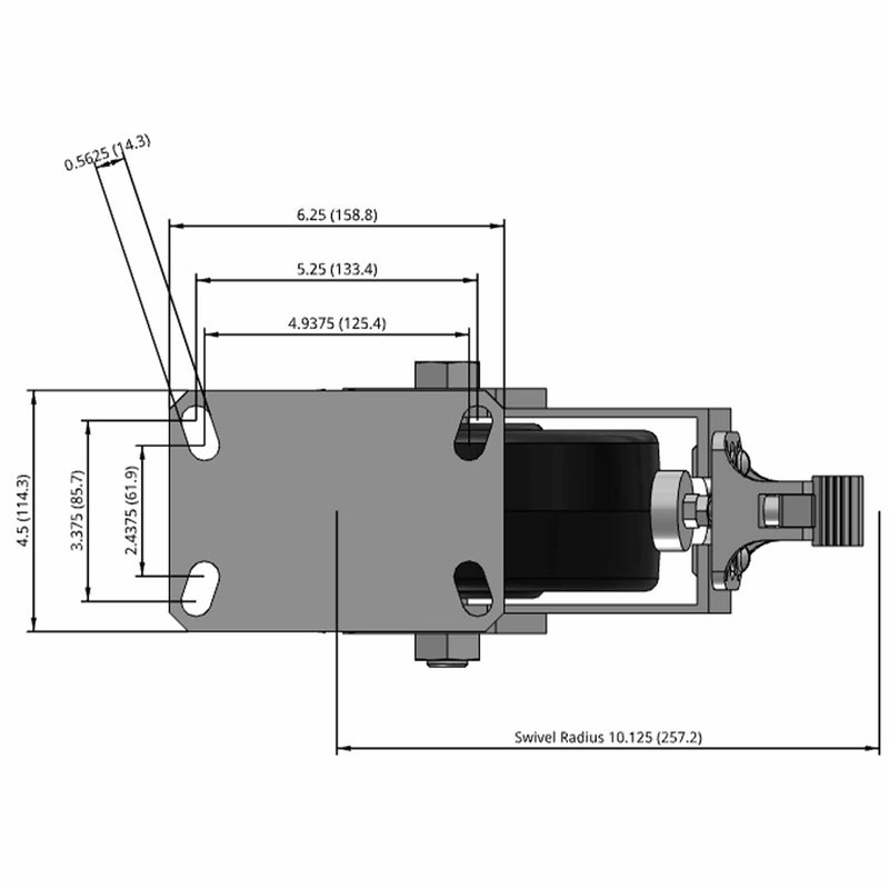 8 inch by 3 inch Heavy Duty Phenolic Wheel Brake Caster, USA Made