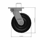 8 inch by 3 inch Heavy Duty Phenolic Wheel Swivel Caster, USA Made