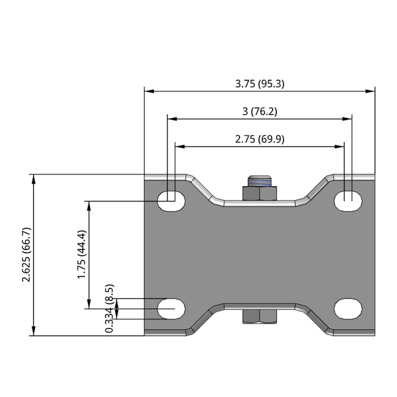 3 inch Rigid Caster with 1.25 inch wide Black Polyolefin Wheel