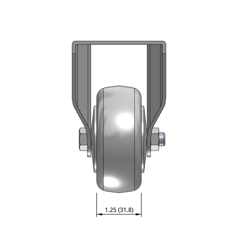 3 inch Rigid Caster with 1.25 inch wide Non-Marking Grey Rubber Wheel