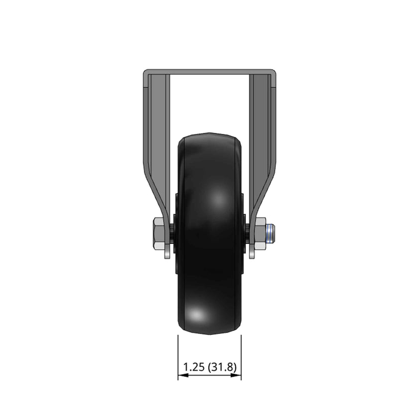 4 inch Rigid Caster with 1.25 inch wide Black Polyolefin Wheel