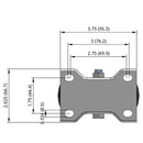 4 inch Rigid Caster with 1.25 inch wide Black Polyolefin Wheel