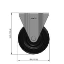 4 inch Rigid Caster with 1.25 inch wide Black Polyolefin Wheel
