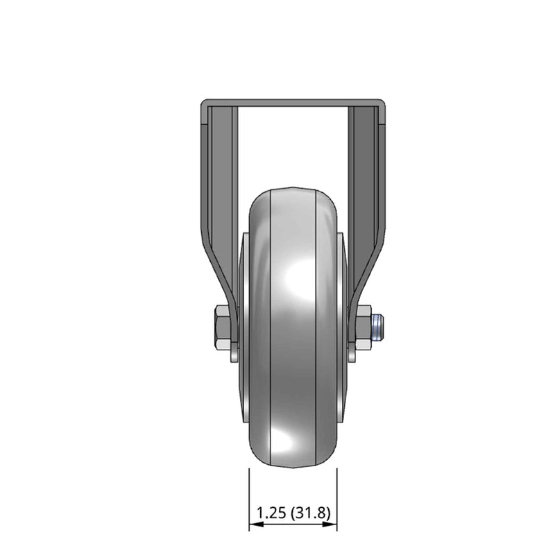 4 inch Rigid Caster with 1.25 inch wide Non-Marking Grey Rubber Wheel