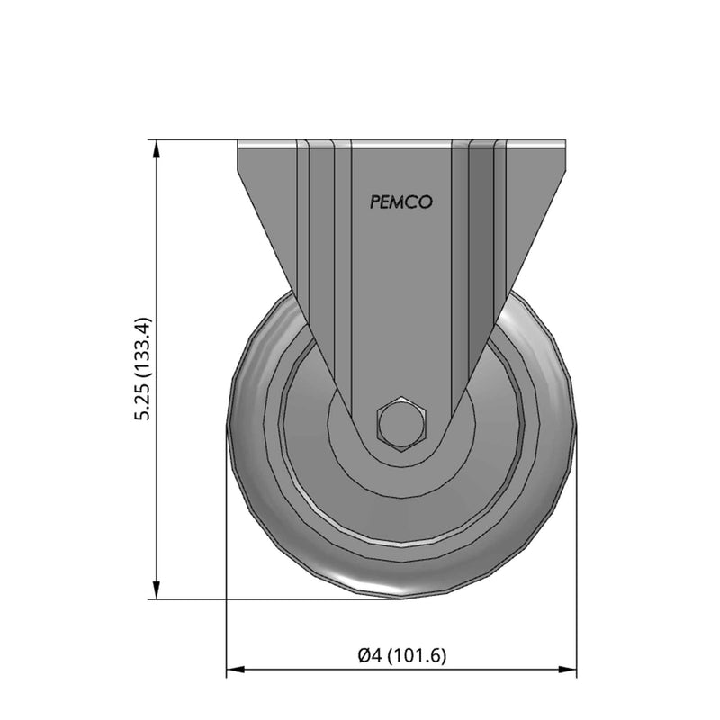 4 inch Rigid Caster with 1.25 inch wide Versatile Polyurethane Wheel