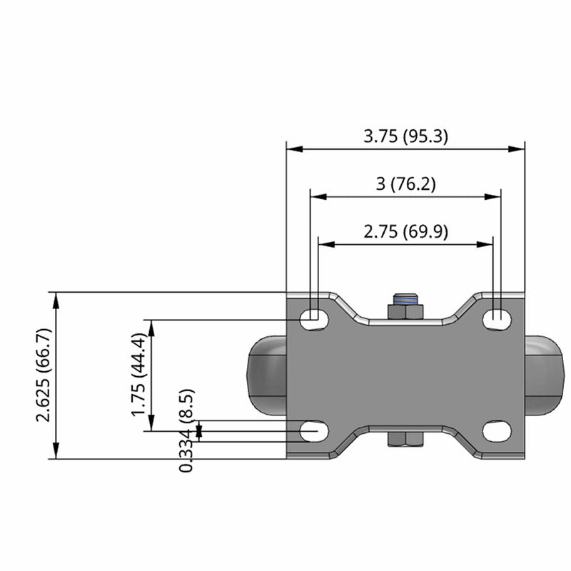 5 inch Rigid Caster with 1.25 inch wide Non-Marking Grey Rubber Wheel