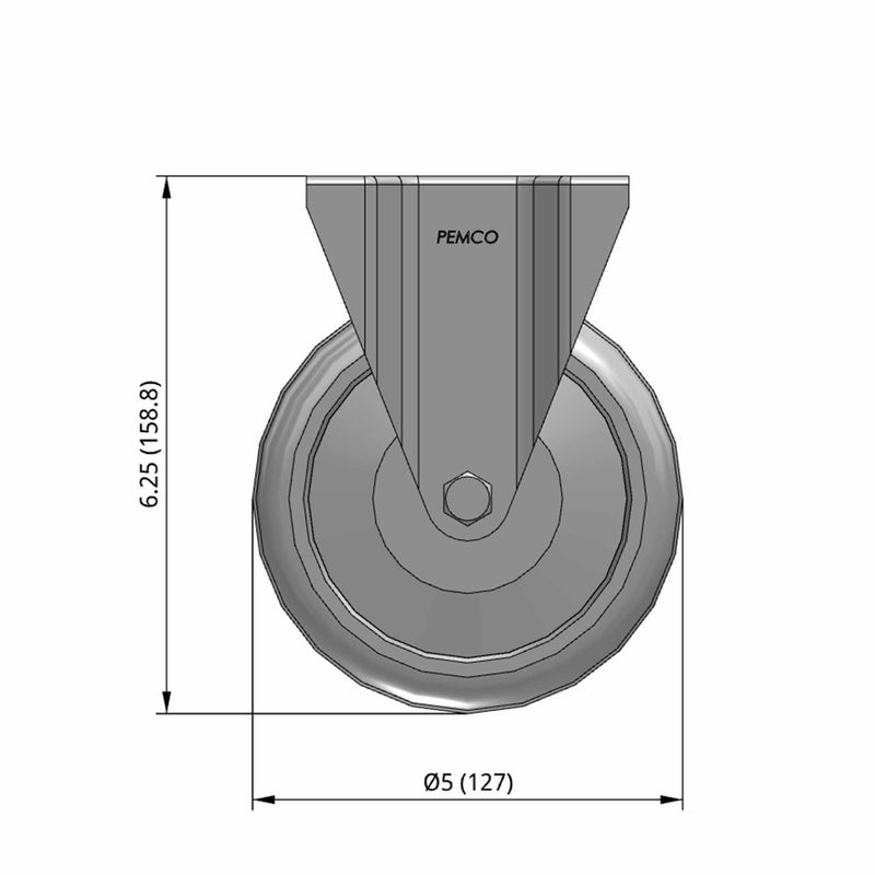 5 inch Rigid Caster with 1.25 inch wide Versatile Polyurethane Wheel