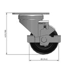 3 inch Wheel Caster with Brake, Plate, 1.25 inch wide Polyolefin Wheel